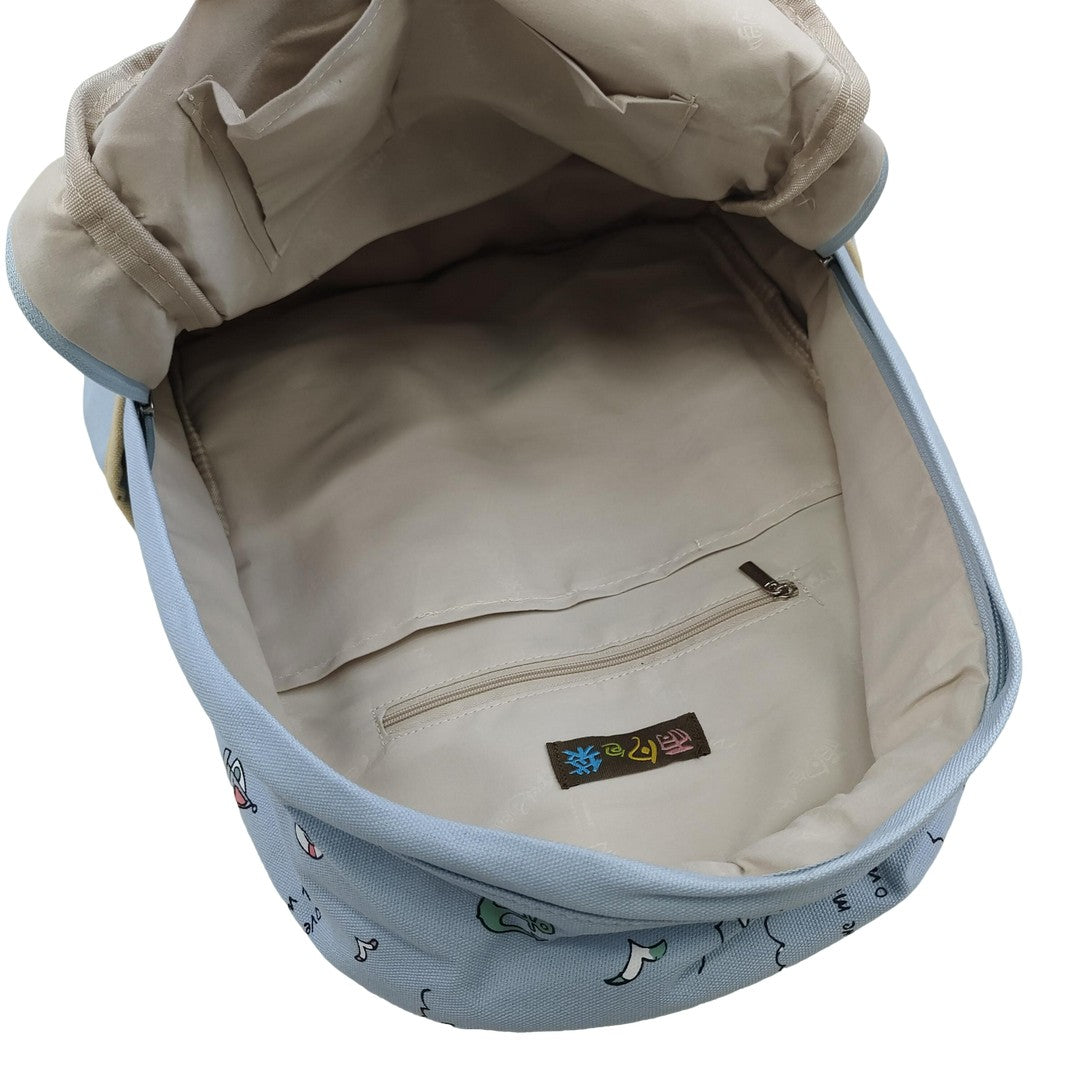 Clearance Blue Nautical Print Canvas Backpack with Sailboat & Lighthouse Pattern